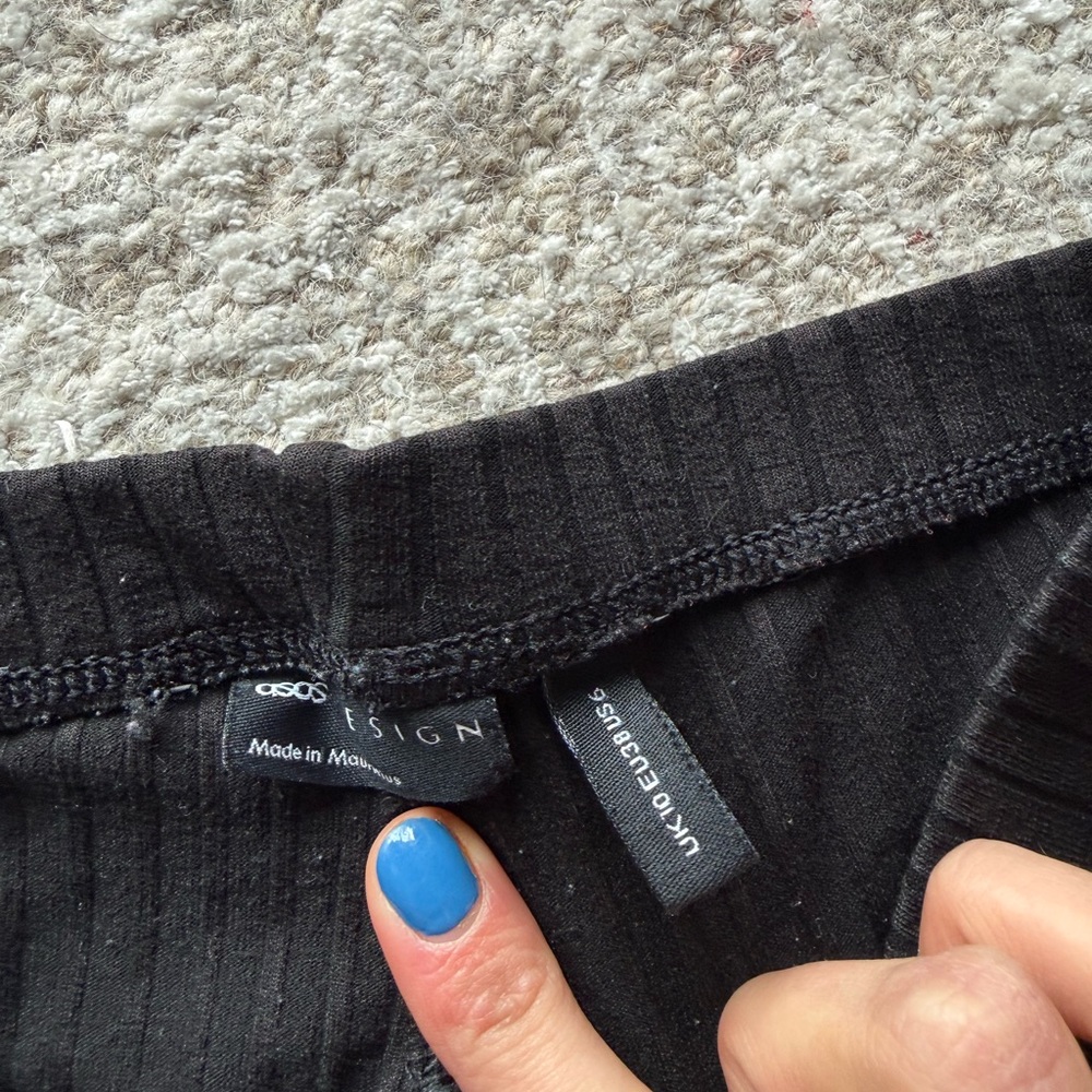 ASOS Black Ribbed Flare Pants - Picture 2 of 2